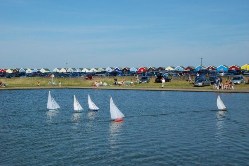 Model Yacht racing by Southwold's North Beach